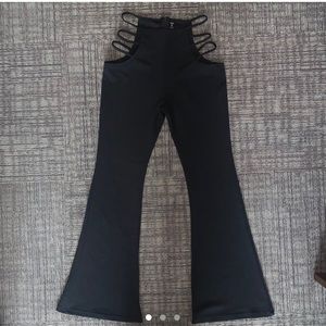 Y2K Black Flared Pants with Cuts